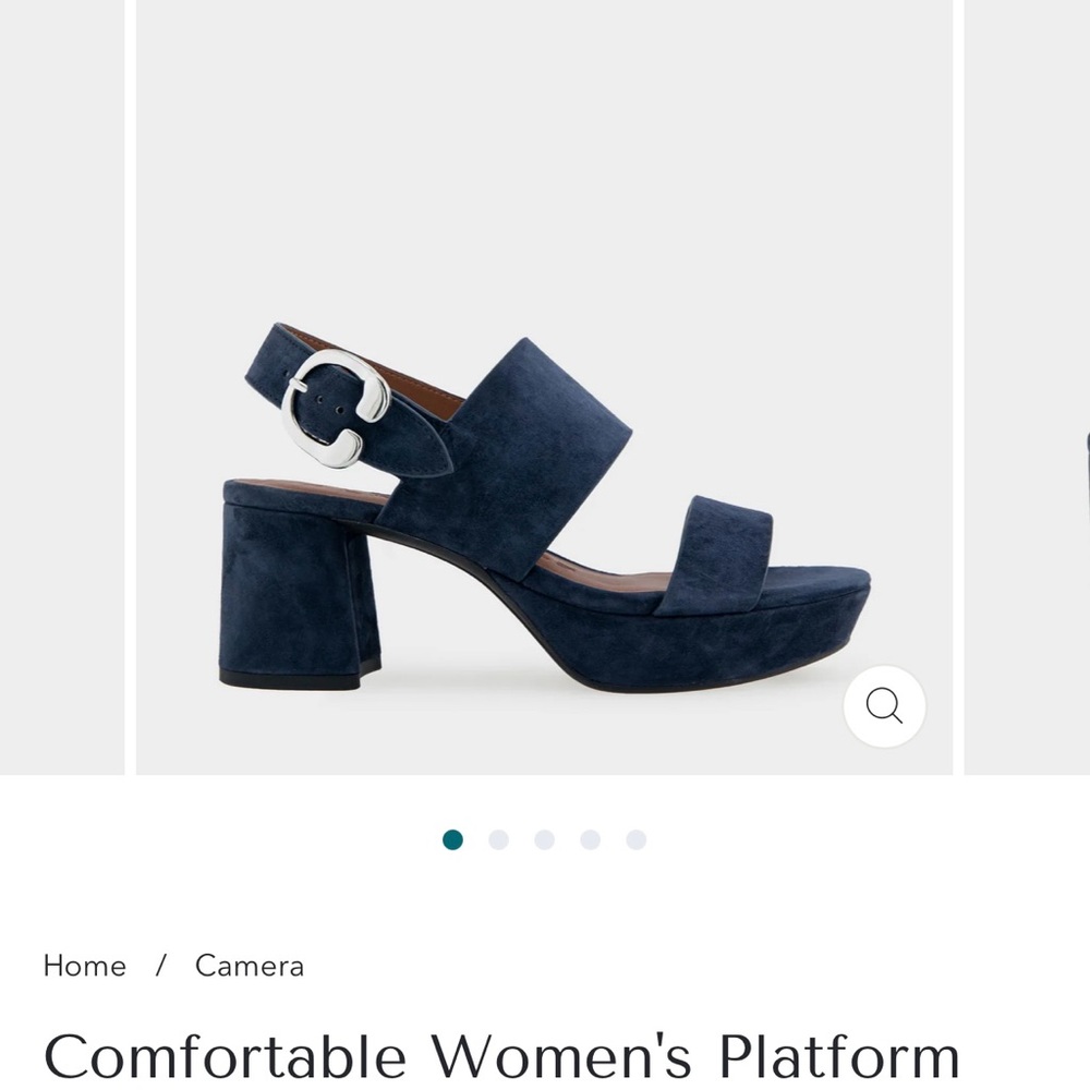 AEROSOLES Blue Platform Sandals with Chunky Heel